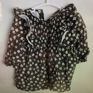 Floral Black and White Kids Formal Dress